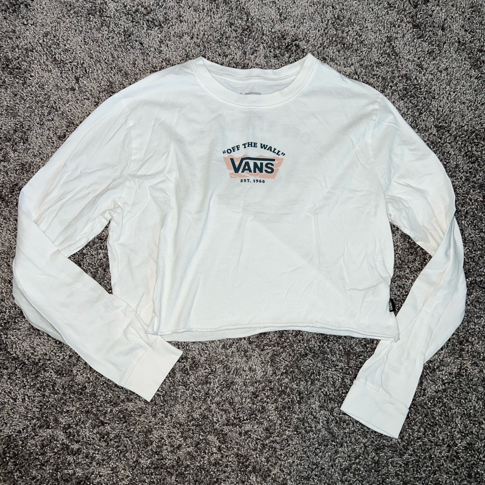 Vans White Long Sleeve Crop Top